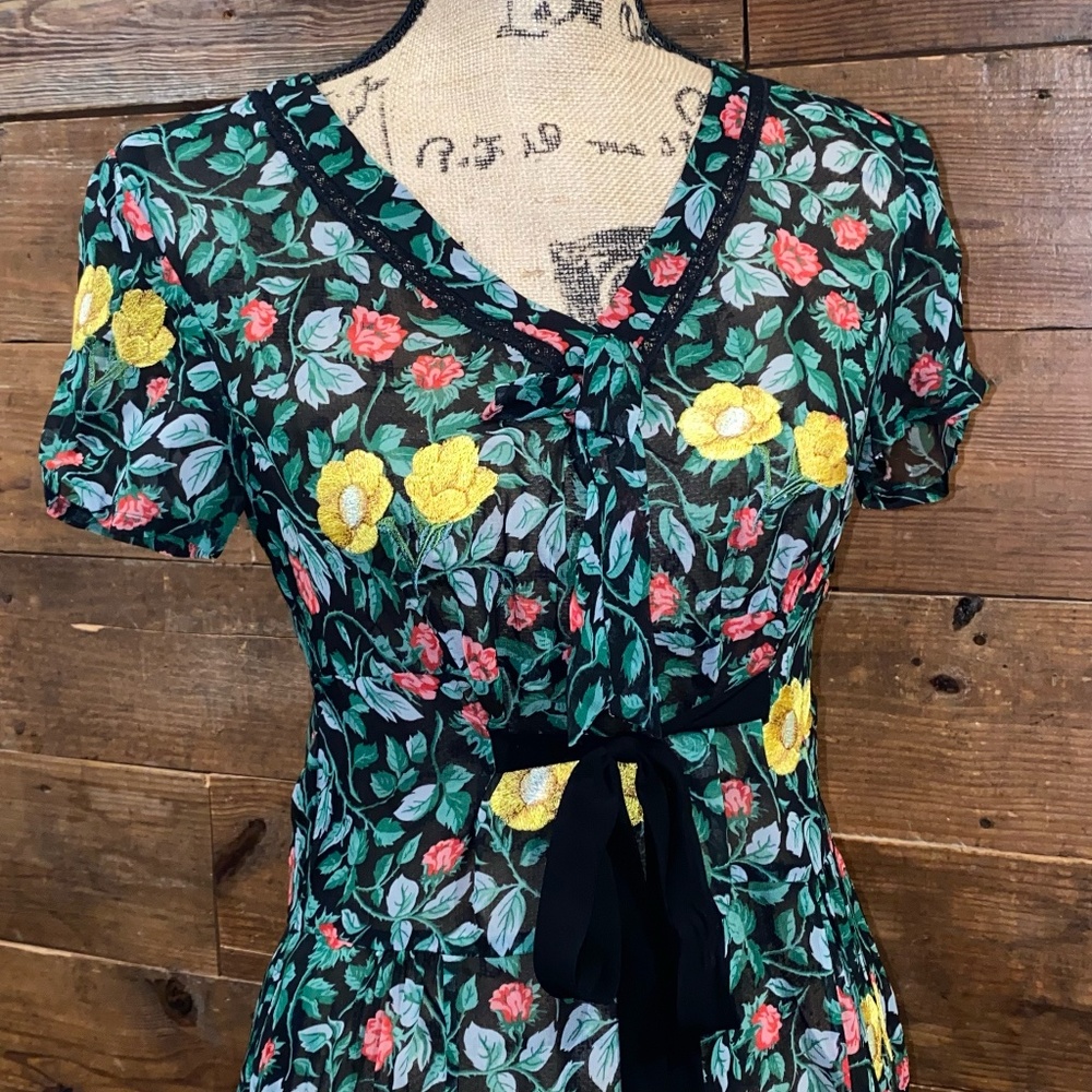 COACH sheer green floral lace dress - Picture 3 of 5